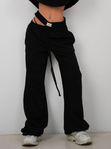 Black Cut Double Belt Sweatpants FRONT.jpg