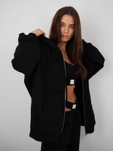 BLACK CUT DOUBLE BELT HOODIE FRONT.jpg