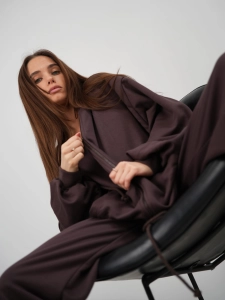 Chocolate Oversize Zip Hoodie