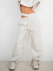 Light Grey Cut Double Belt Sweatpants