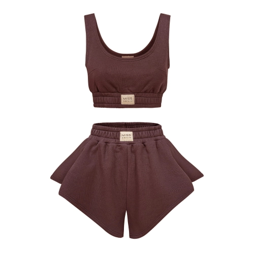 czekoladowy zestaw dresowy spodenki rozkloszowane flippy missdenim.jpg