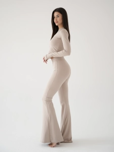Beige Soft Touch Flare Leggings