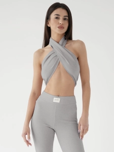 Grey Cozy Cross Top