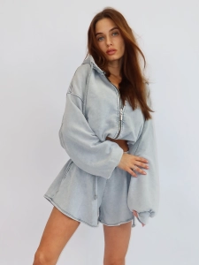 Ash Grey Washed Flippy Zip Hoodie