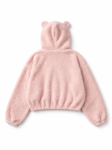 Pastel baby pink teddy bear set by Missdenim, cute kawaii outfit women, soft plush cozy two piece, pink aesthetic loungewear, girly pastel clothing, teddy bear theme fashion, comfy fleece co-ord, stylish pink streetwear apparel, hoodie