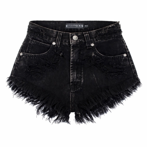 Minimal Acid Black Kids Shorts MISSDENIM spodenki jeansowe dla dzieci, komplet mama i córka