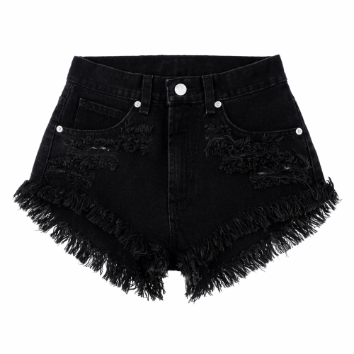 Minimal Black Kids Shorts szorty jeansowe dla nastolatki, zestaw missdenim, mama i córka