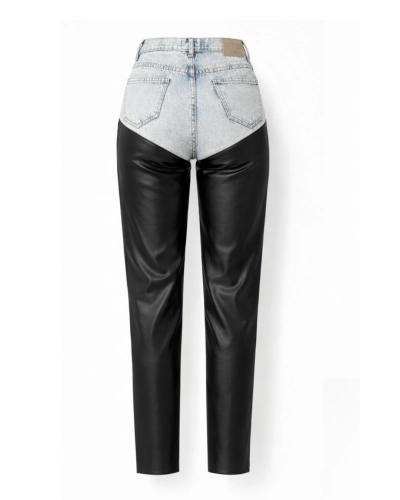 Slim Marmo Denim & Leather Jeans