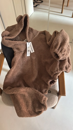 bluza polarowa teddy bear bawełna z uszkami z uszami bluza brown brąz