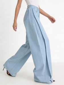 Baby Blue Pleated Baggy Jeans