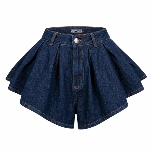 RAW UNWASHED DENIM SHORTS SKORTS