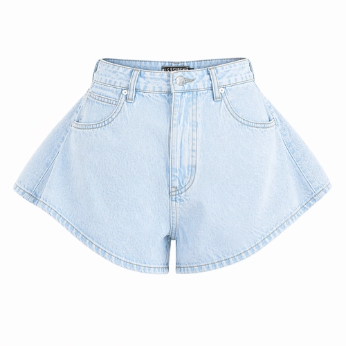 SZORTY ROZKLOSZOWANE SPODENKI DAMSKIE JEANSOWE DENIM MISSDENIM MODIVO JAK SPÓDNICZKA