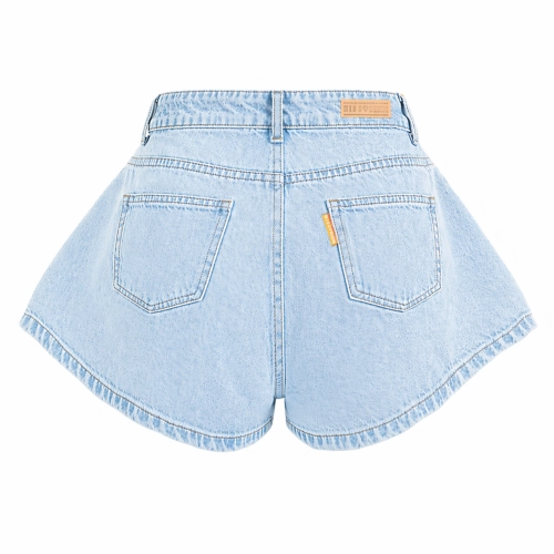 SZORTY ROZKLOSZOWANE SPODENKI DAMSKIE JEANSOWE DENIM MISSDENIM MODIVO JAK SPÓDNICZKA Z ZAKŁADKĄ PLISOWANE