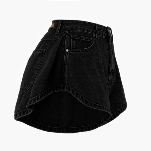 Black Pleated Baseline Skorts sPODENKI JEANSOWE rozkloszowane