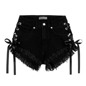 Classic Black Tied Ribbon Shorts