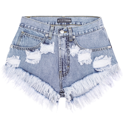 spodenki jeansowe missdenim marmo minimal postrzępione niebieskie szorty na lato damskie miss denim