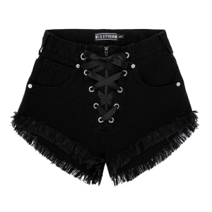 Black Ribbon Laced Shorts