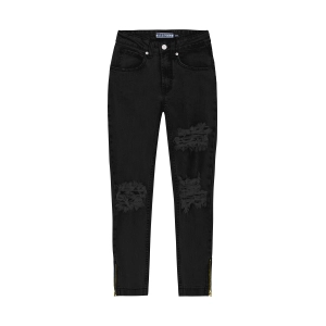 Front Rip Black Zip Leg Jeans