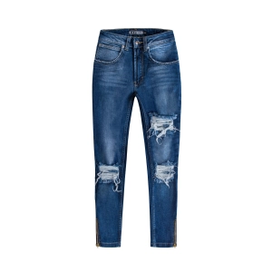 Front Rip Navy Zip Leg Jeans