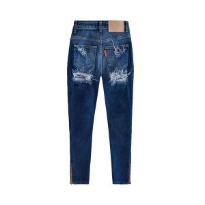 Butt Rip Navy Zip Leg Jeans