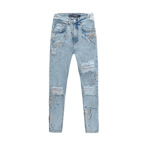 Splash-Effect Marmo Zip Leg Jeans